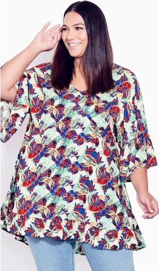 AVENUE| Women's Plus Size Harper Tunic - purple abstract - 30W