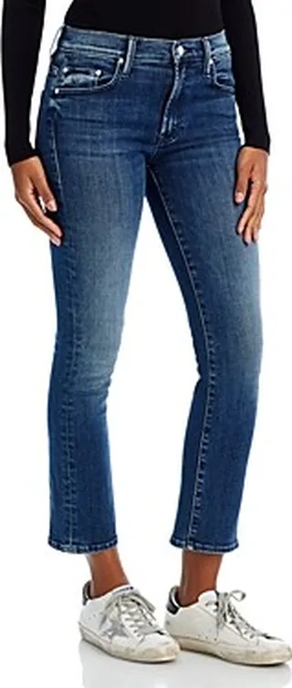 Mother The Insider High Rise Crop Step Fray Bootcut Jeans in Manana Mi Amor