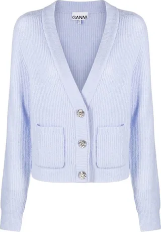GANNI- Wool Blend V-necked Cardigan