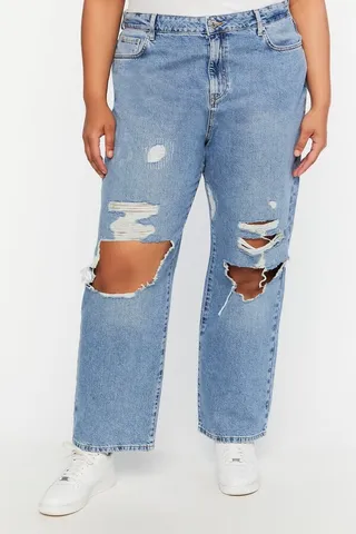 Plus Size Destroyed 90s-Fit Jeans