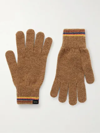 Striped Intarsia Wool Gloves