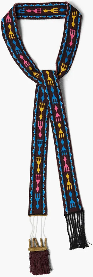 Fringed jacquard-knit scarf