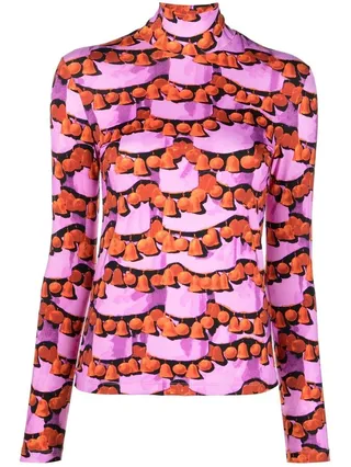 graphic-print long sleeved turtleneck T-shirt