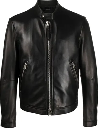 Zip-Front Leather Jacket