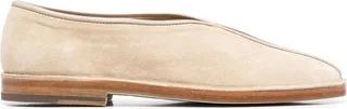 Flat Piped suede slippers