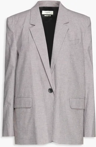 Houndstooth cotton and linen-blend blazer