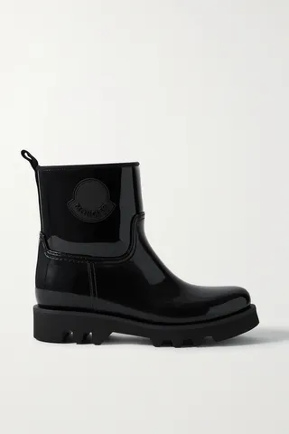 Moncler - Ginette Logo-appliquéd Glossed-rubber Rain Boots - Black