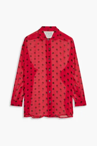 Polka-dot silk-crepe shirt