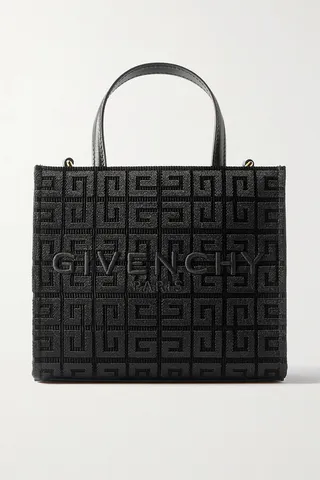 Givenchy - G-tote Mini Leather-trimmed Canvas-jacquard Tote - Black
