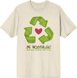 Sunny Days Be Nostalgic Reduce Reuse Recycle Crew Neck Short Sleeve Natural Adult T-shirt-XL