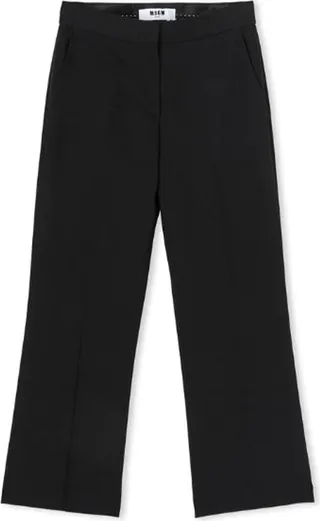 MSGM Cropped High-Waist Straight-Leg Trousers