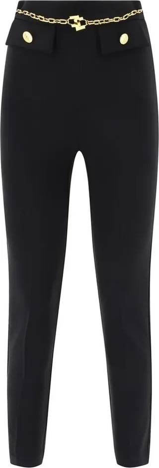 Elisabetta Franchi Logo-Chain High-Waist Tailored Trousers