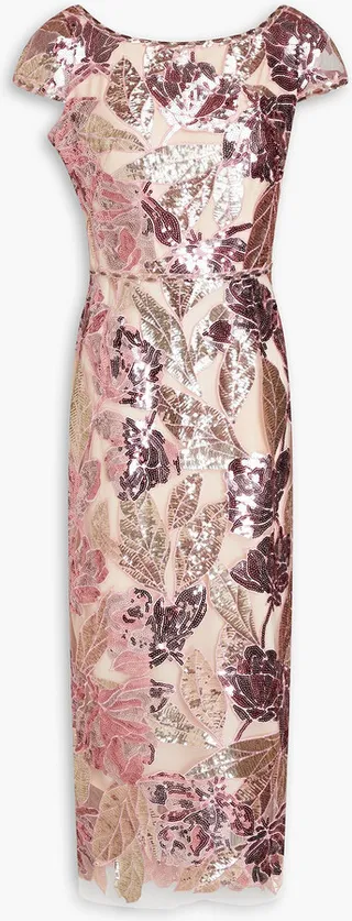 Embellished tulle midi dress