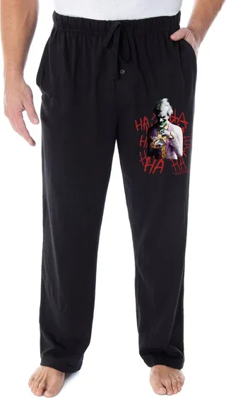 DC Comics Men's The Joker HA! HA! HA! Arkham Knight Loungewear Pajama Pants (2X) Black
