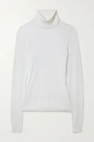 Michael Kors Collection - Joan Stretch-knit Turtleneck Top - White