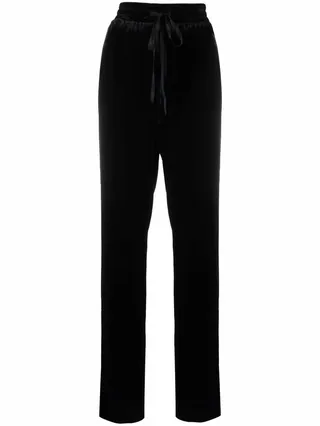 Velvet Straight-Leg Track Pants