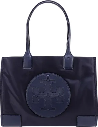 Nylon shoulder bag with frontal logo