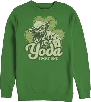 Men's Star Wars St. Patrick's Day Yoda Lucky One Sweatshirt - Kelly Green - Medium