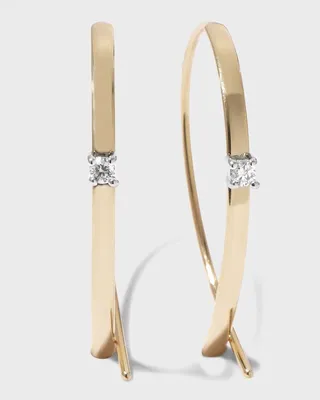 Solo Mini Flat Upside Down Hoops with Diamonds