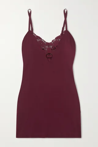 Eberjey - Naya Lace-trimmed Stretch-tencel Modal Chemise - Burgundy