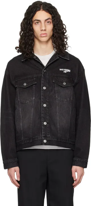 We11done Black Printed Denim Jacket
