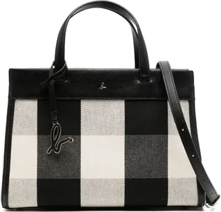 Checked Leather Tote Bag