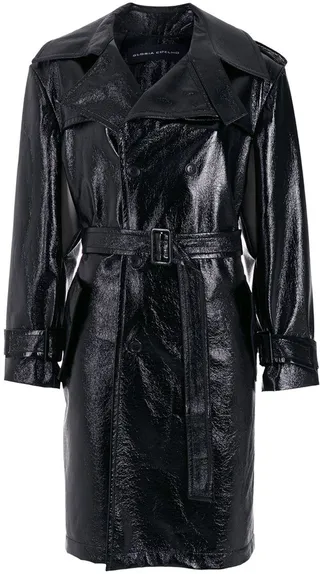 High-Shine Finish Trench Coat