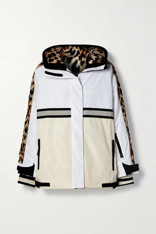 P.E NATION - St. Moritz Hooded Padded Webbing-trimmed Recycled Ski Jacket - Animal print