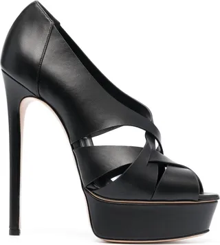 Polished-Finish Peep-Toe Pumps