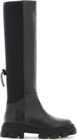 Gia Borghini Leather And Fabric Combat Boots