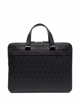 Gancini leather briefcase
