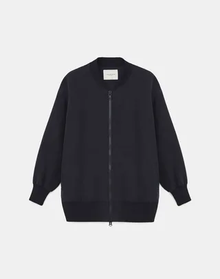 Wool Silk Faille Oversized Bomber Jacket