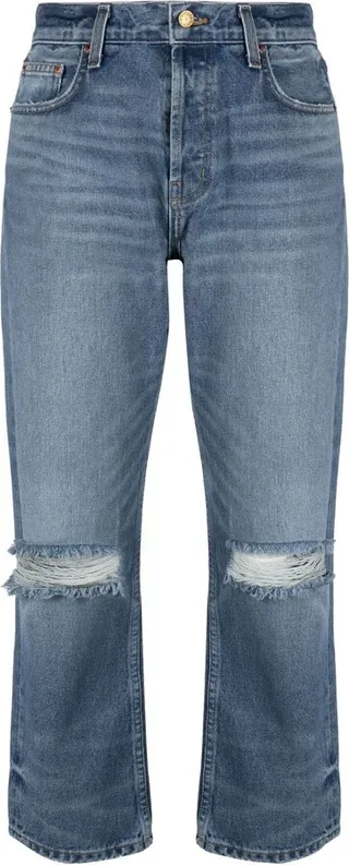 Ripped-Detail Denim Jeans