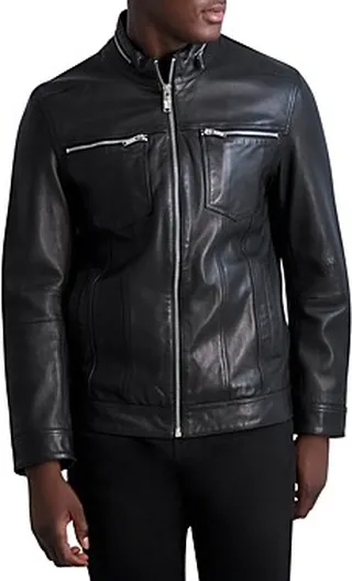 Karl Lagerfeld Paris Slim Fit Leather Jacket