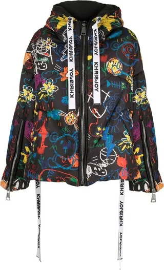 Illustration-Print Puffer Jacket