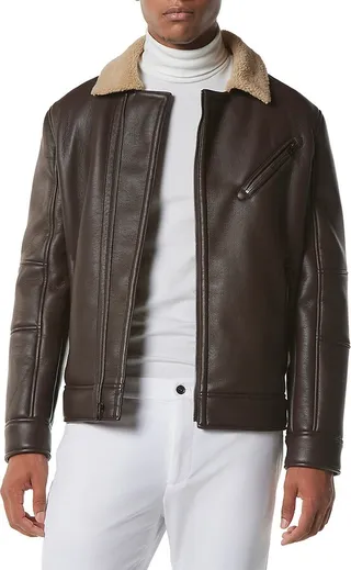Maxton Faux Shearling Collar Moto Jacket