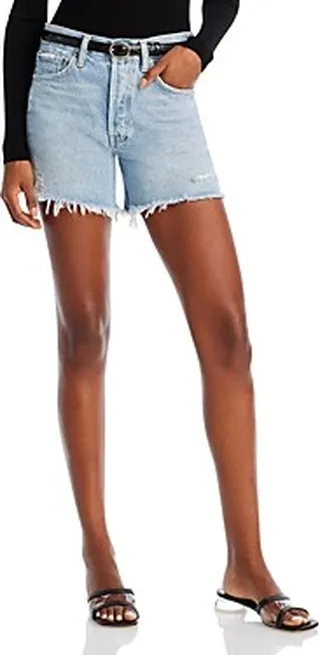 Agolde Parker Long Jean Shorts in Swapmeet