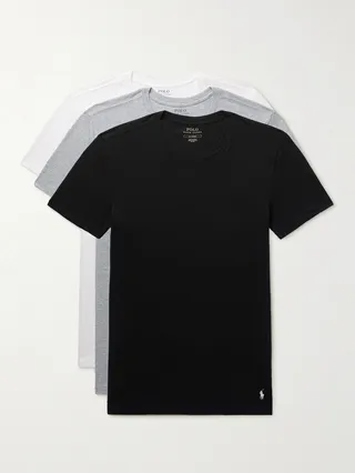 Three-Pack Slim-Fit Logo-Embroidered Cotton-Jersey T-Shirts