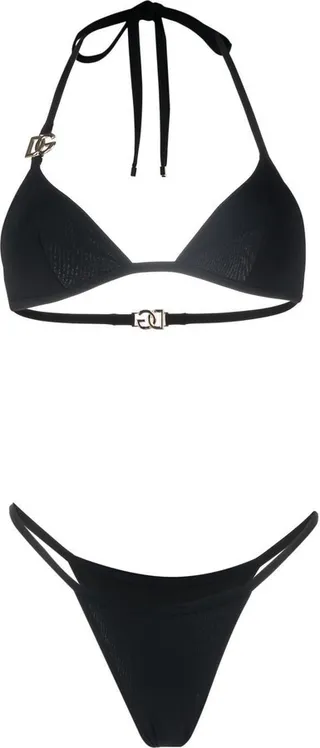 Black Logo Plaque Triangle Bikini