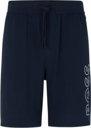 Stretch-cotton pajama shorts with outline logo