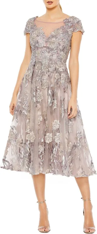 Embroidered Floral Cocktail Dress