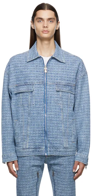 Givenchy Blue Denim 4G Jacquard Jacket