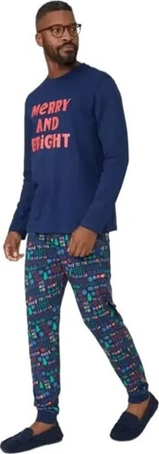Debenhams Mens Merry & Bright Long Pajama Set - Blue