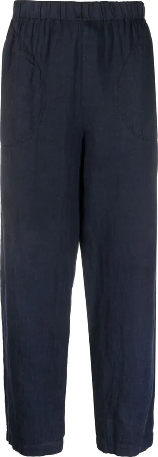 Elasticated-Waistband Straight-Leg Trousers