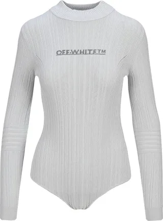 Logo Print Ribbed Bodysuit