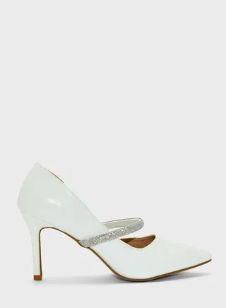 Shimmery Cross Strap Pump