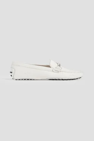 Double T distressed denim loafers