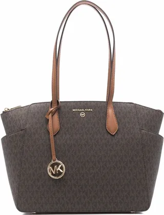 'marylin' Medium Brown Shoulder Bag With All-over Monogram Woman M Michael Kors