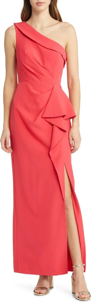 One-Shoulder Ruffle Gown