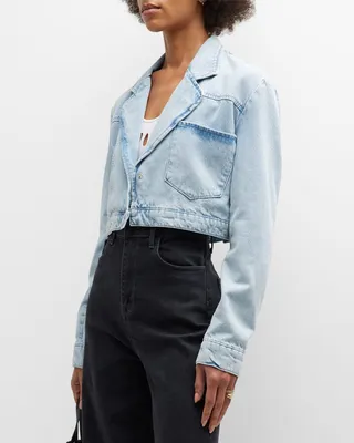 Ms. Milos Cropped Denim Blazer